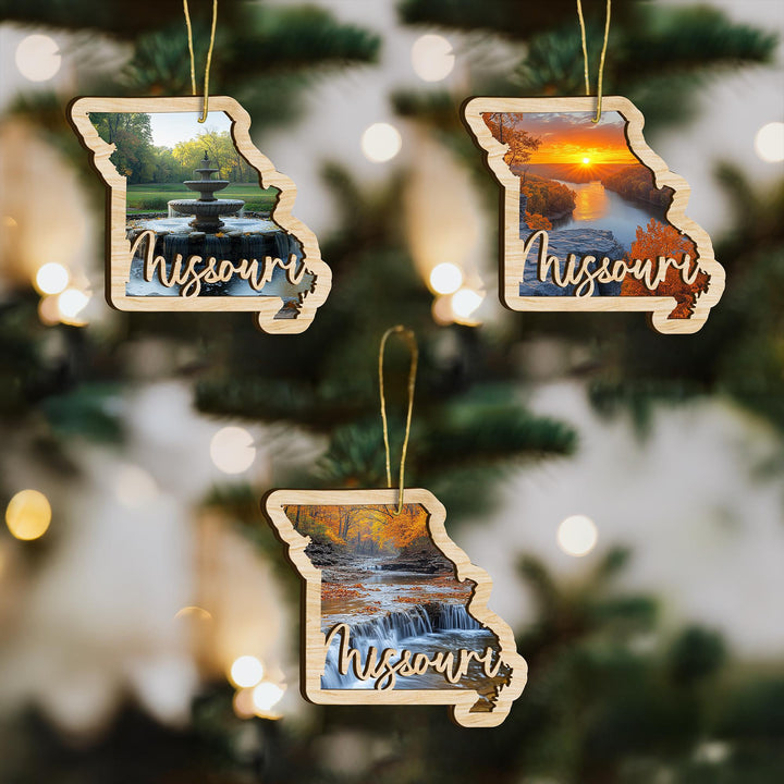 Missouri state wood ornament custom photo option