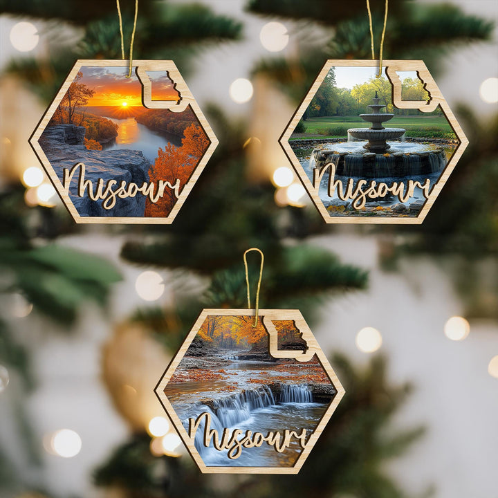 Missouri state wood ornament