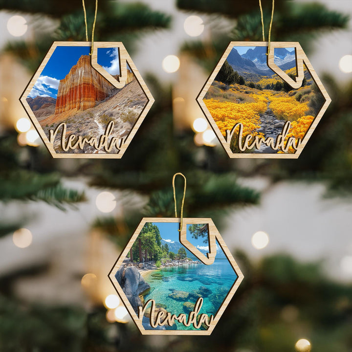 Nevada state wood ornament