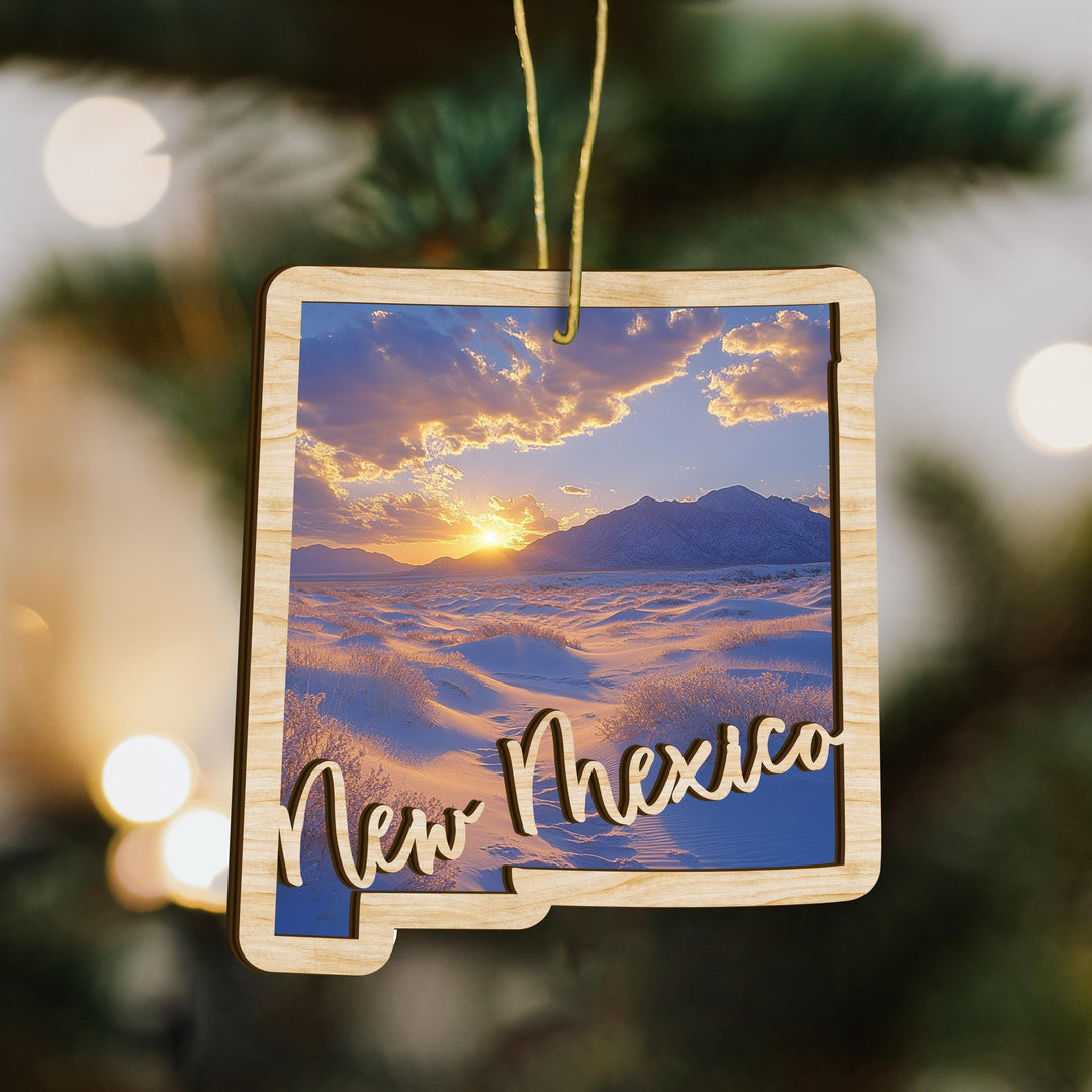 New Mexico state wood ornament hanging display