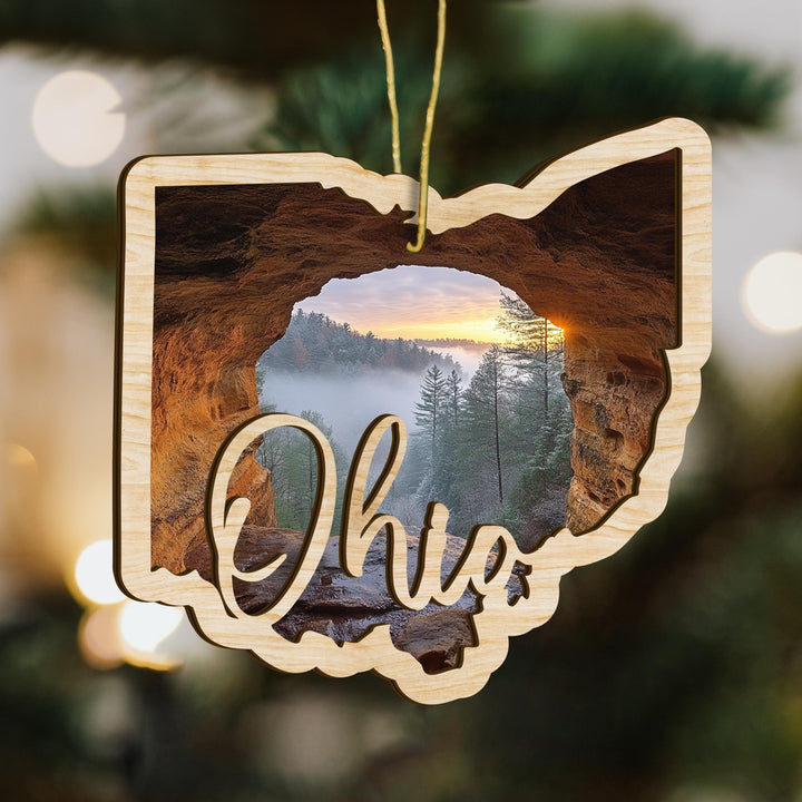 Ohio state wood ornament hanging display