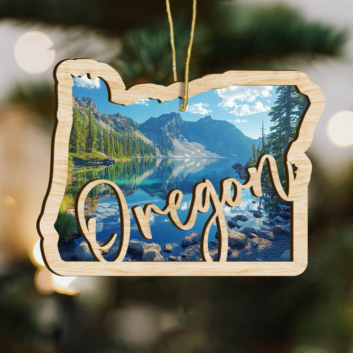 Oregon state wood ornament hanging display