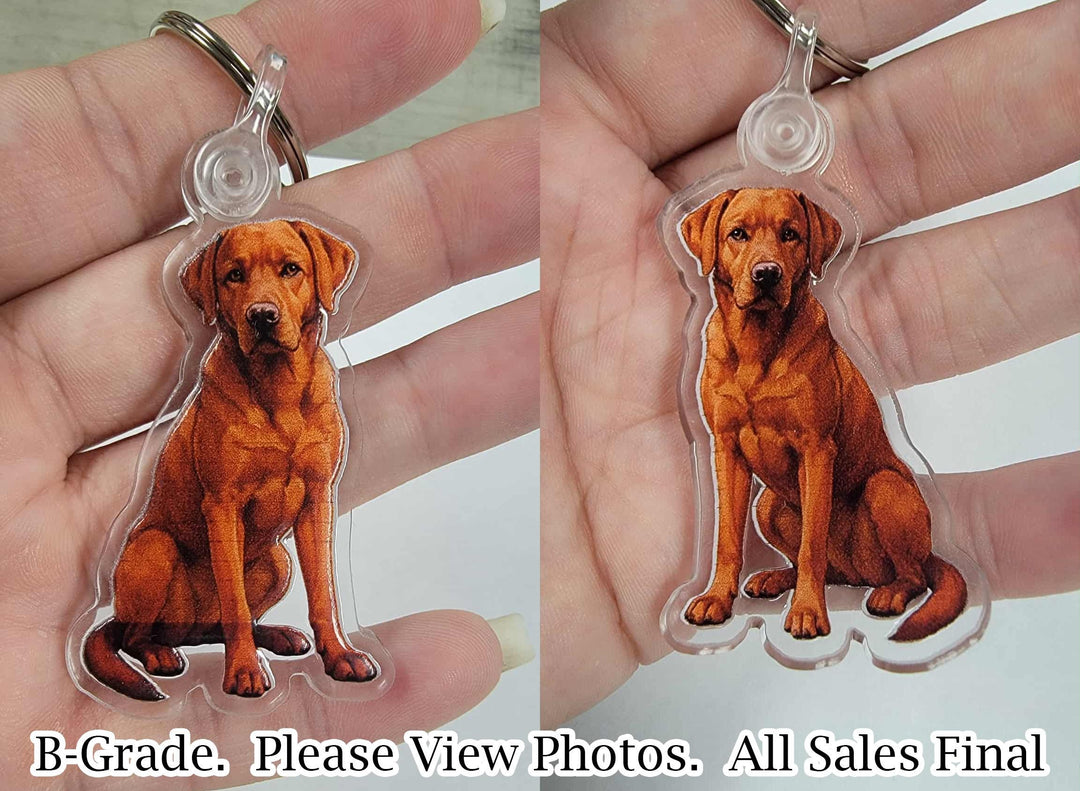 Fox Red Labrador Acrylic Keychain, Adorable 2" Double-Sided Acrylic Black Labrador Keychain - Loyal Dog Lover Gift - Durable and Lightweight