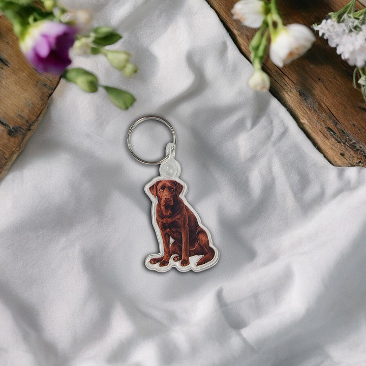 Chocolate Labrador Acrylic Keychain, Adorable 2" Double-Sided Acrylic Black Labrador Keychain - Loyal Dog Lover Gift - Durable Lightweight