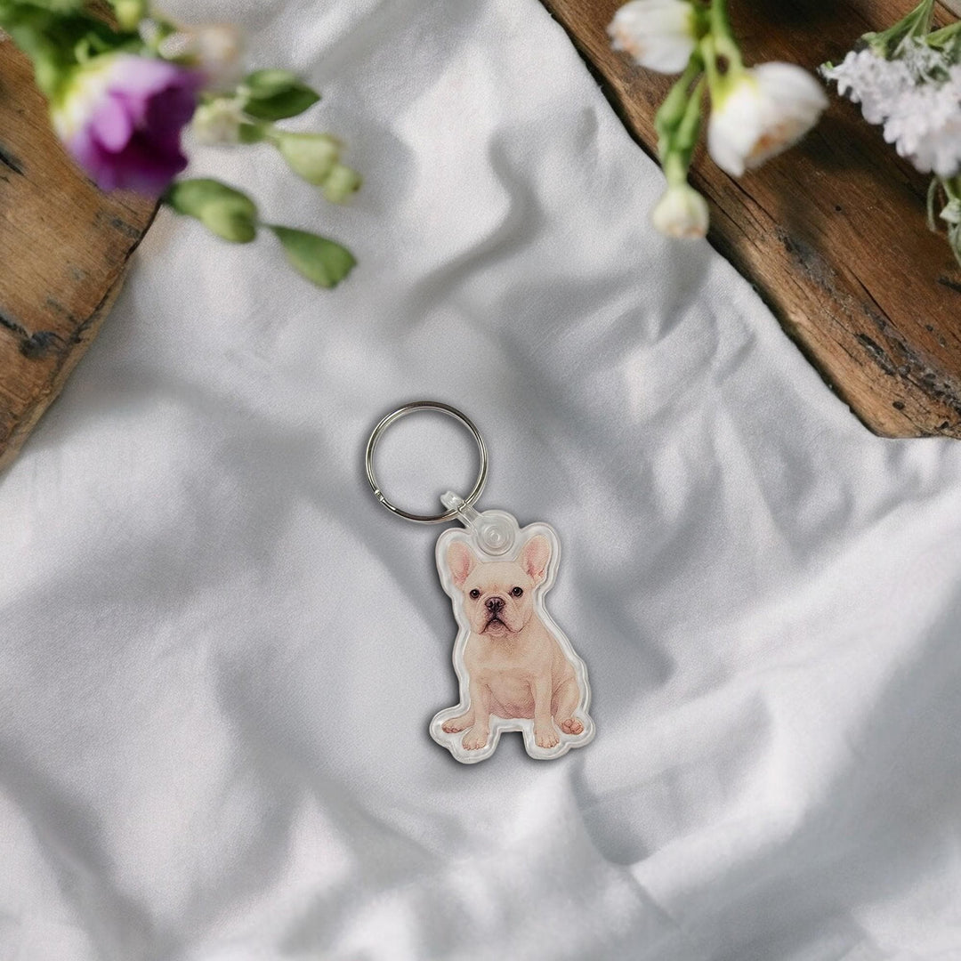 Brindle French Bulldog Acrylic Keychain, Adorable 2" Double-Sided Acrylic French Bulldog Keychain - Cute Dog Lover Gift