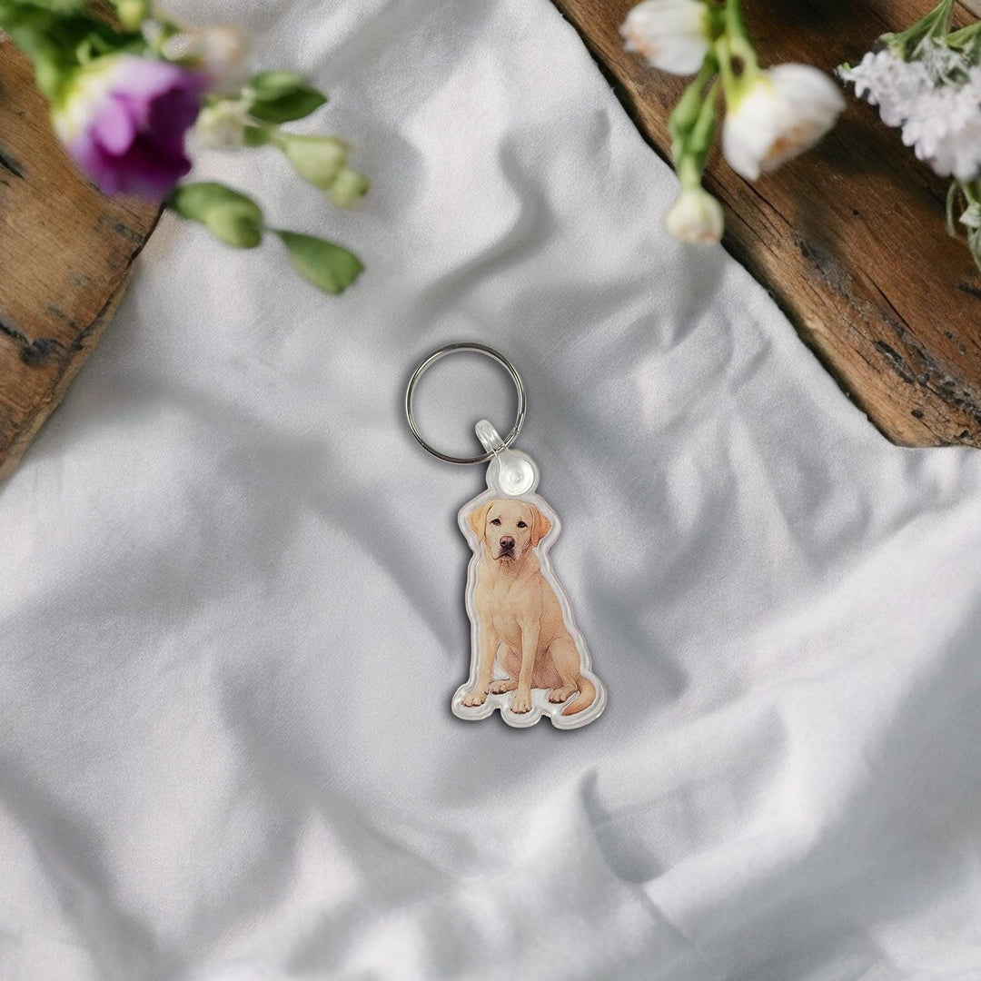 Yellow Labrador Acrylic Keychain, Adorable 2" Double-Sided Acrylic Black Labrador Keychain - Loyal Dog Lover Gift - Durable and Lightweight