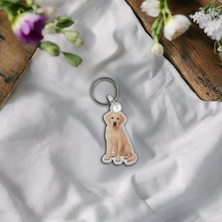 Yellow Labrador Acrylic Keychain, Adorable 2" Double-Sided Acrylic Black Labrador Keychain - Loyal Dog Lover Gift - Durable and Lightweight