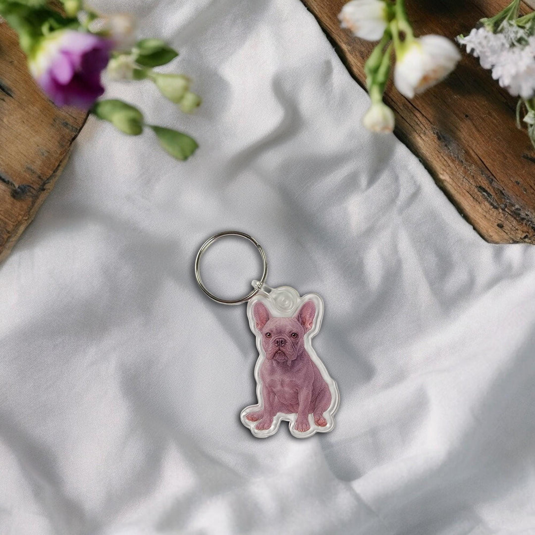 Brindle French Bulldog Acrylic Keychain, Adorable 2" Double-Sided Acrylic French Bulldog Keychain - Cute Dog Lover Gift
