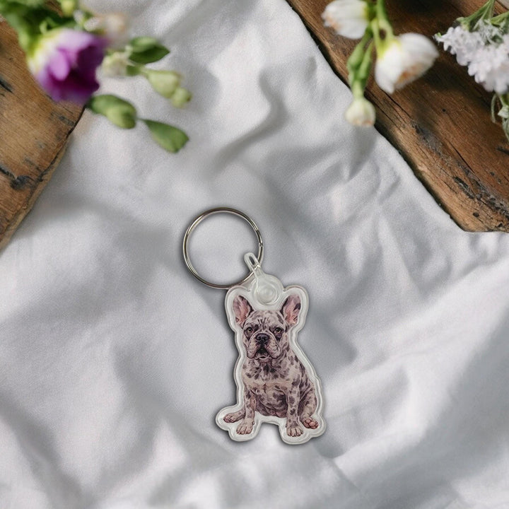 Chocolate French Bulldog Acrylic Keychain, Adorable 2" Double-Sided Acrylic French Bulldog Keychain - Cute Dog Lover Gift