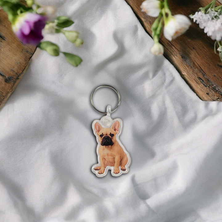 Brindle French Bulldog Acrylic Keychain, Adorable 2" Double-Sided Acrylic French Bulldog Keychain - Cute Dog Lover Gift