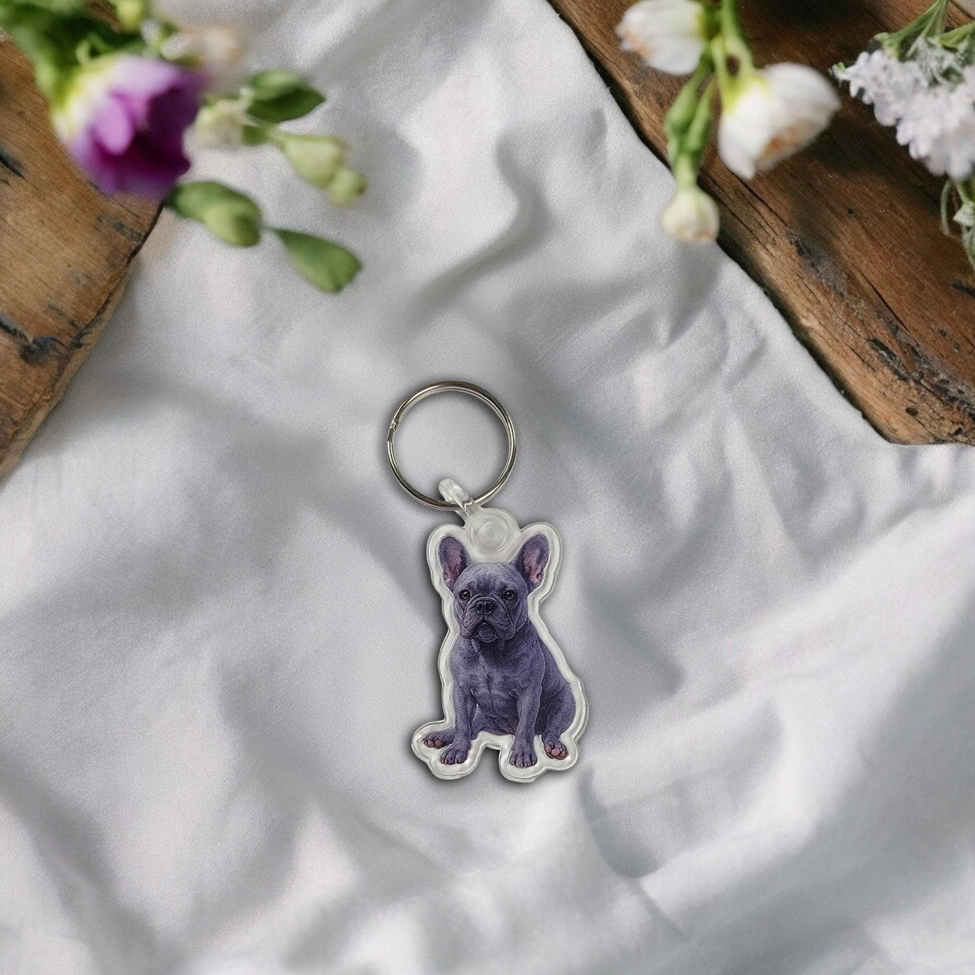 French Bulldog Acrylic Keychain, Adorable 2" Double-Sided Acrylic French Bulldog Keychain - Cute Dog Lover Gift - Durable and Lightweight