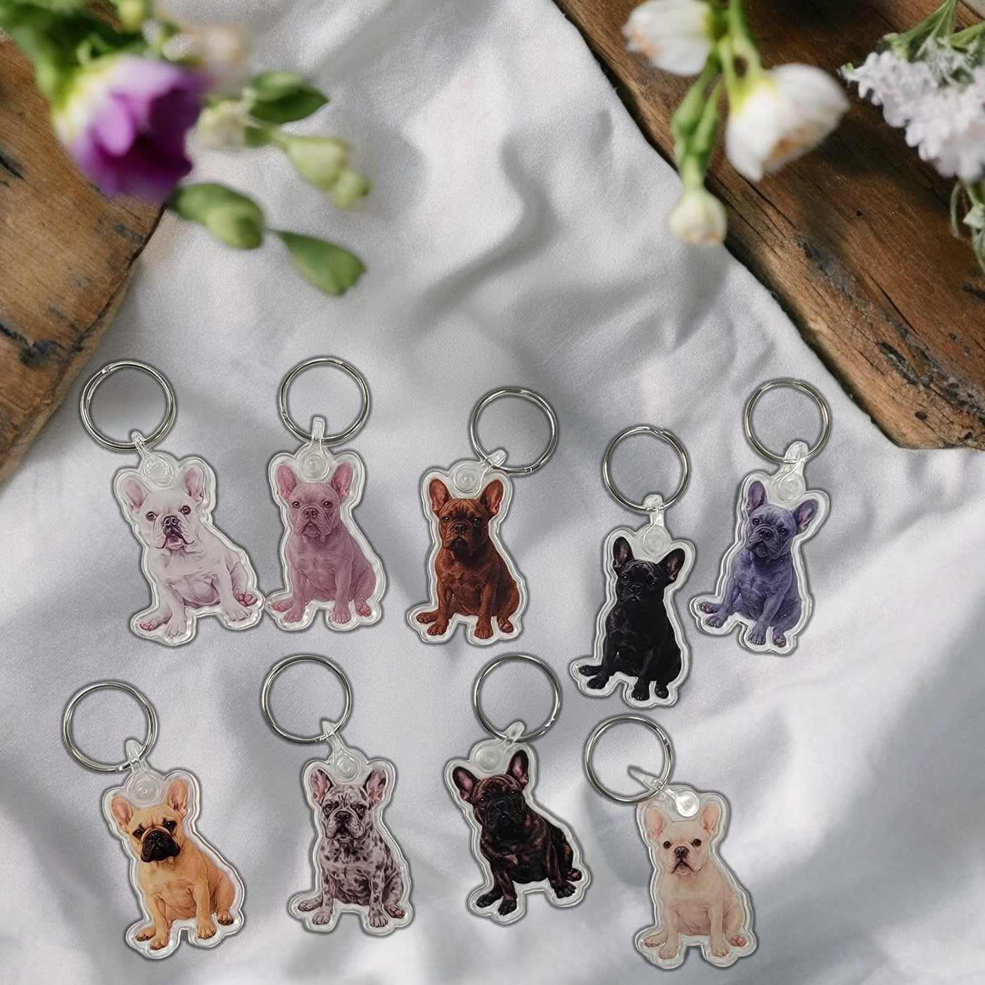 French Bulldog Acrylic Keychain, Adorable 2" Double-Sided Acrylic French Bulldog Keychain - Cute Dog Lover Gift - Durable and Lightweight