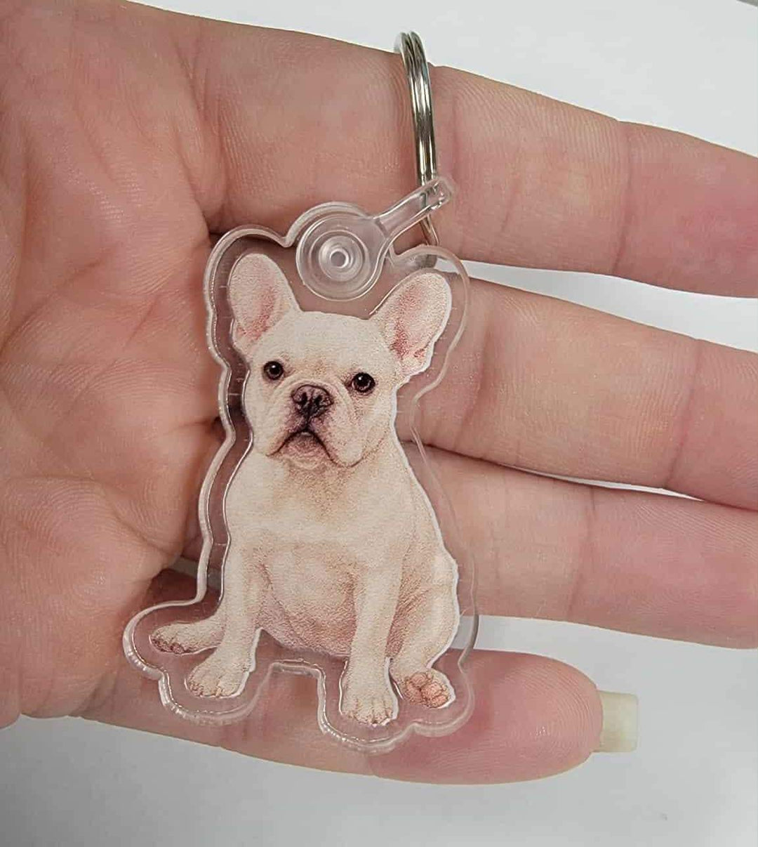 Cream French Bulldog Acrylic Keychain, Adorable 2" Double-Sided Acrylic French Bulldog Keychain - Cute Dog Lover Gift - Durable Lightweight