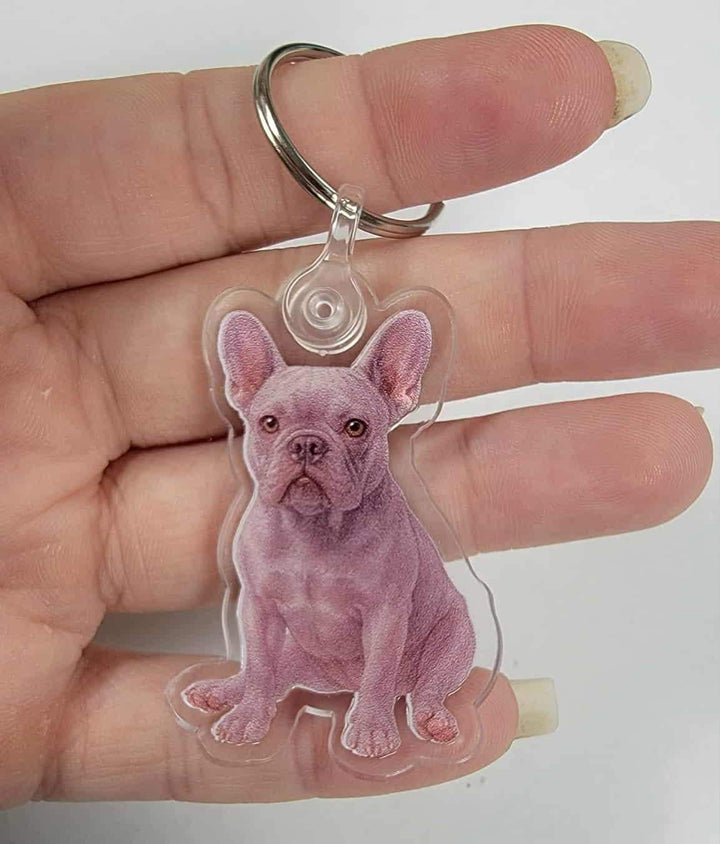 Lilac French Bulldog Acrylic Keychain, Adorable 2" Double-Sided Acrylic French Bulldog Keychain - Cute Dog Lover Gift - Durable Lightweight
