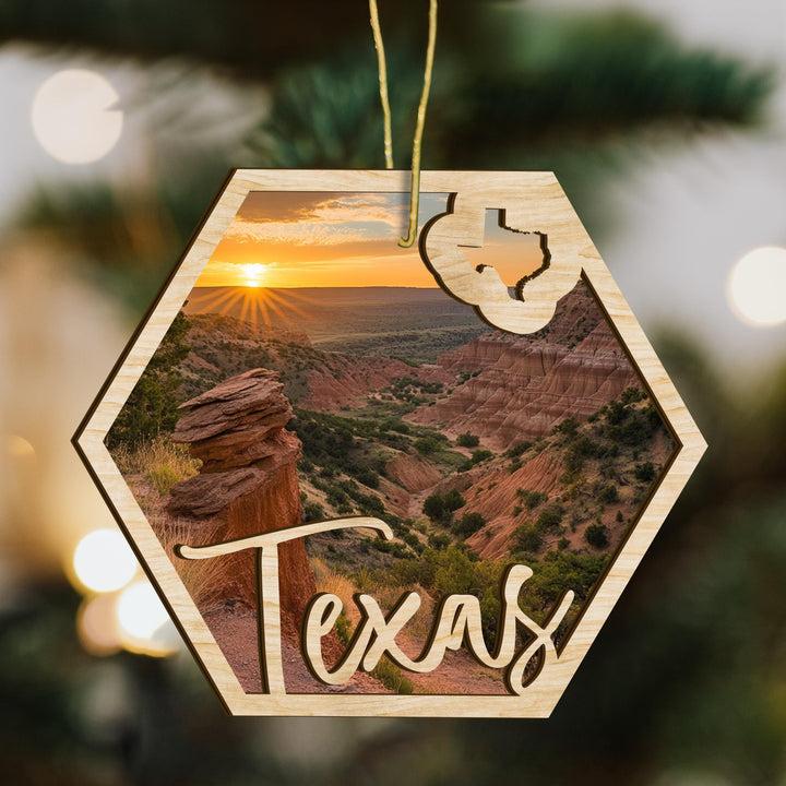 Texas state wood ornament scene detail