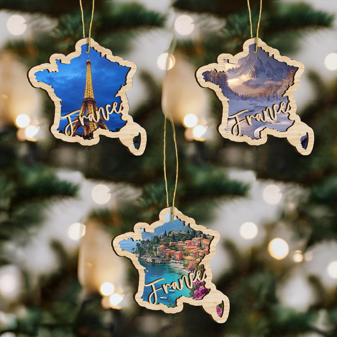 France wood ornament custom photo option
