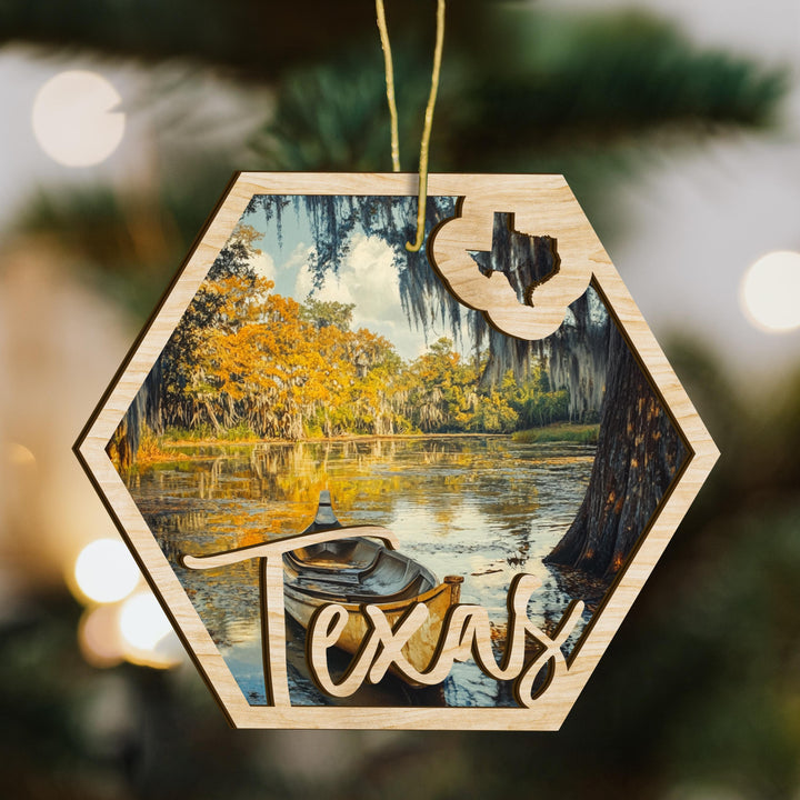 Texas state wood ornament scene detail