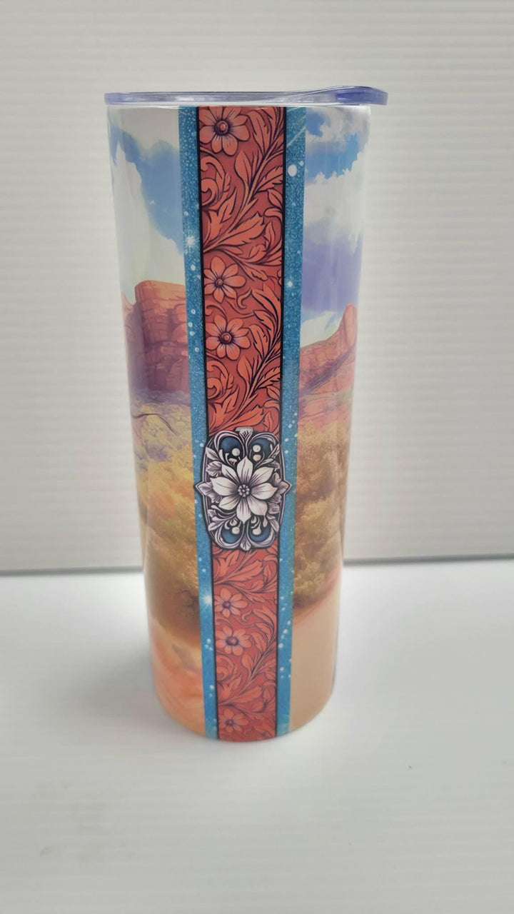 Cowgirl tumbler shown in use
