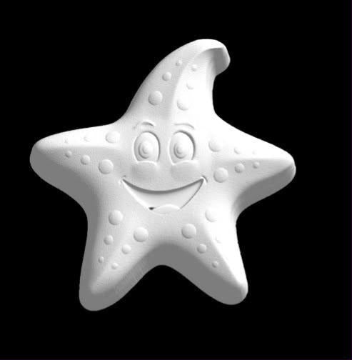 Kawaii starfish mold with a plump five-armed body covered in bumps, big lidded eyes and a wide grin.