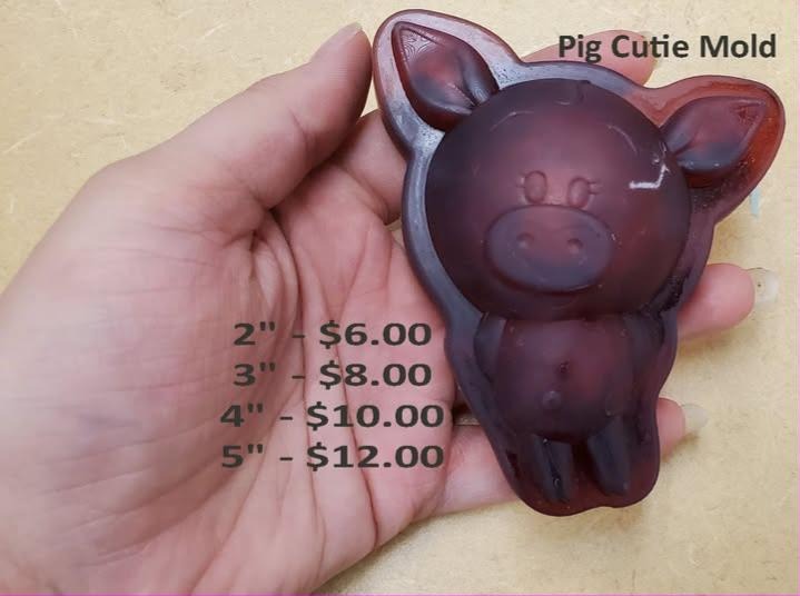 Cute cartoon pig mold, chubby pig standing with big floppy ears, broad snout and stubby trotters.