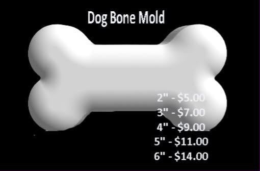 Cast mold of a classic dog bone with knobbed ends and a groove along the shaft