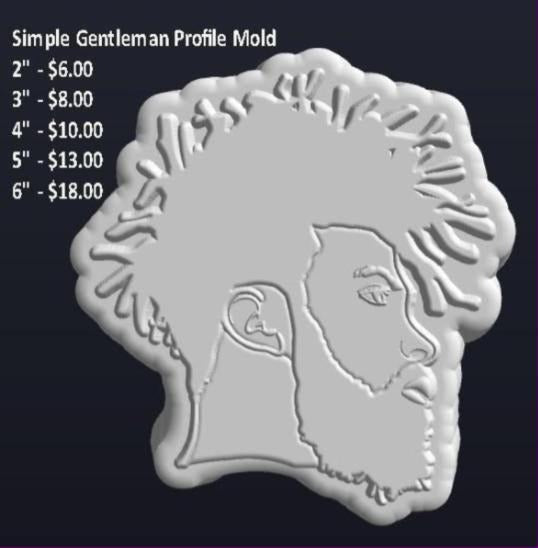 Mold of a man's head in profile with a full afro, defined features and a textured beard.