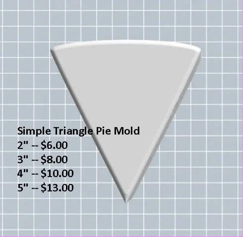 Plain triangular pie slice mold with a curved crust edge tapering to a rounded point.