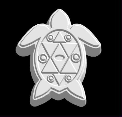 Turtle mold seen from above with four splayed flippers and a six-point star pattern on the shell.
