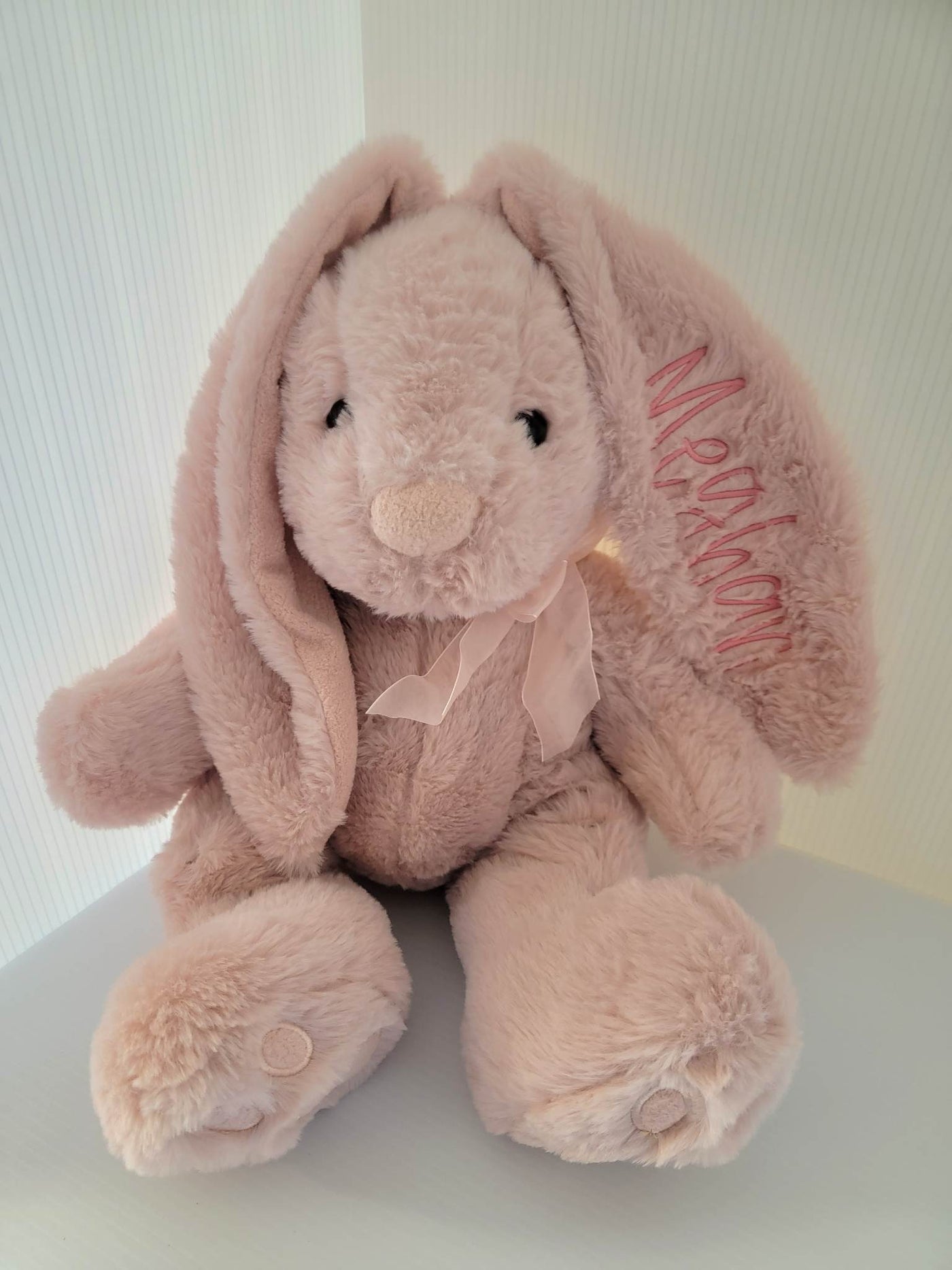 Personalized Embroidered Plush Bunny - Embroidery on ear