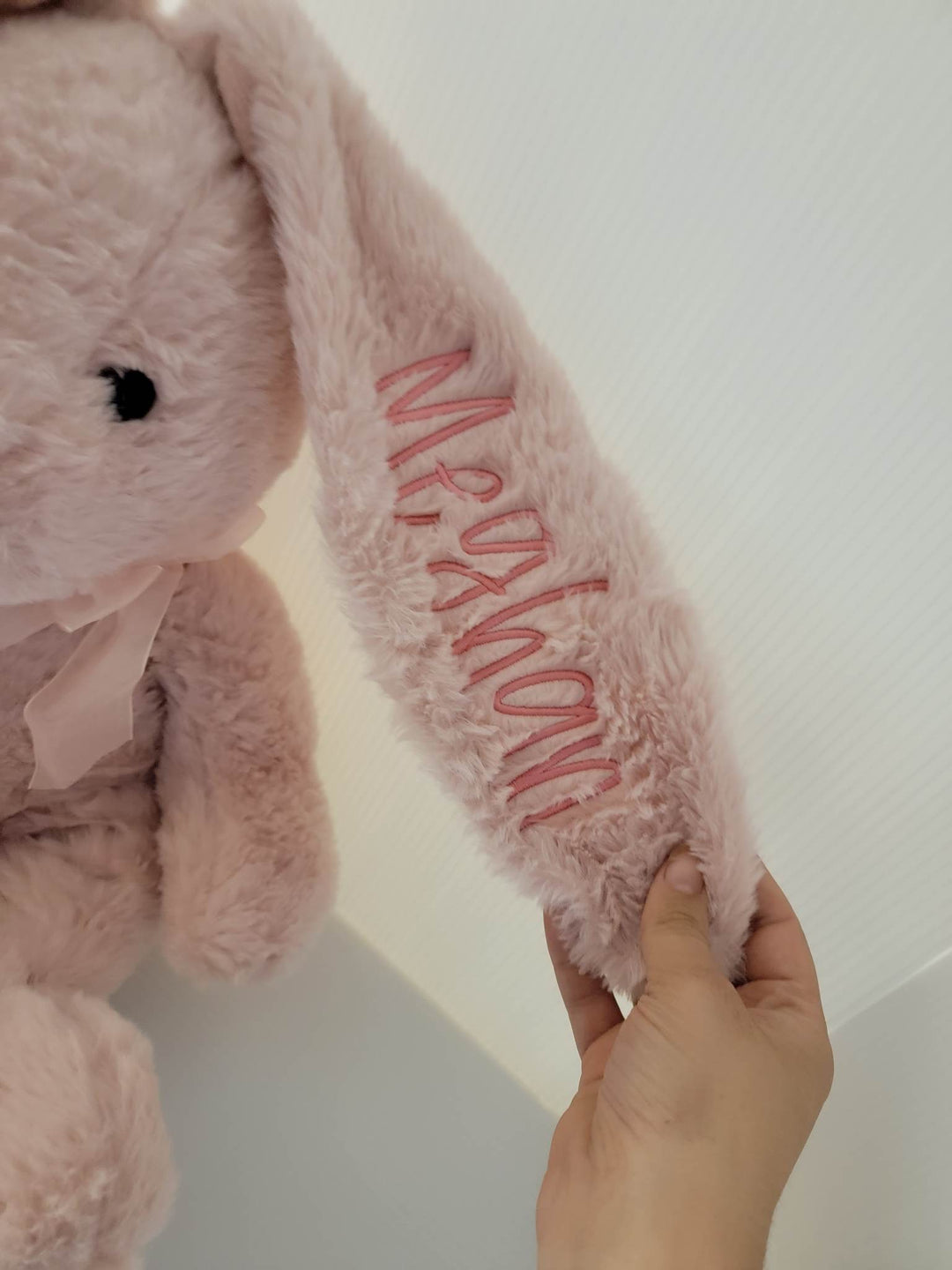 Personalized Embroidered Plush Bunny - Embroidery on ear