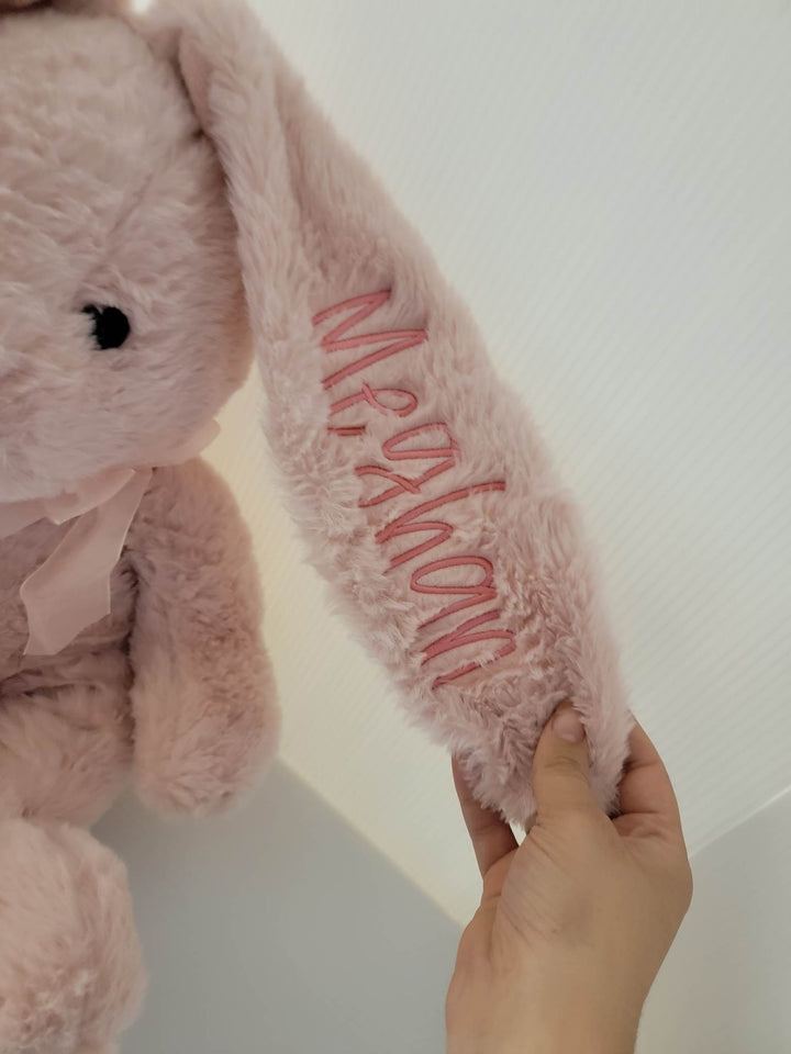 Personalized Embroidered Plush Bunny - Embroidery on ear