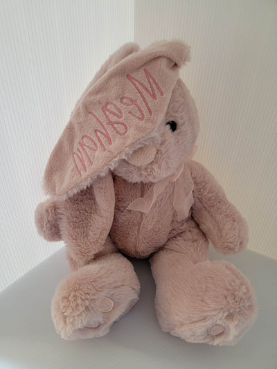 Personalized Embroidered Plush Bunny - Embroidery on ear