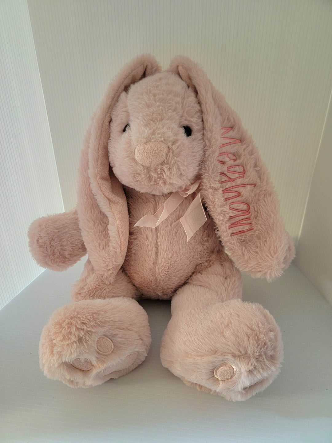 Personalized Embroidered Plush Bunny - Embroidery on ear