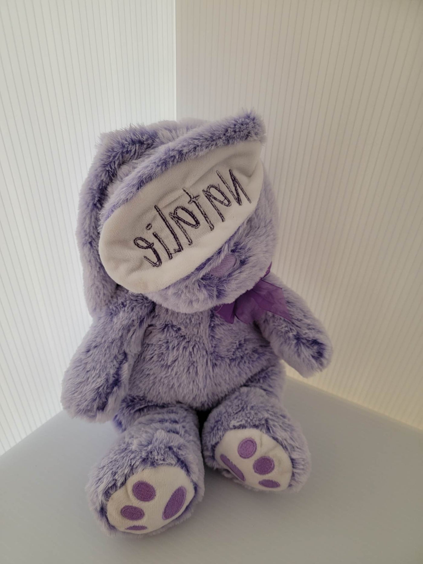 Personalized Embroidered Plush Bunny - Embroidery on ear