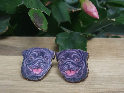 Wood Dog Breed Stud Earrings