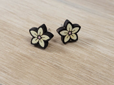 Wood Spring Flower Stud Earrings