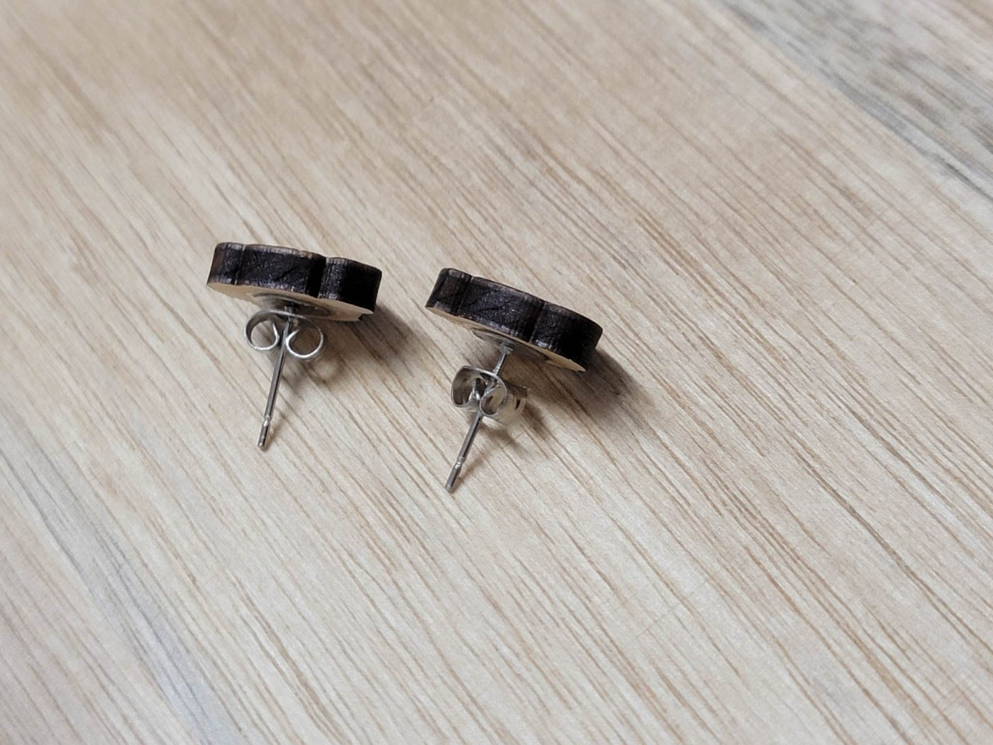 Wood Cute Snake Stud Earrings