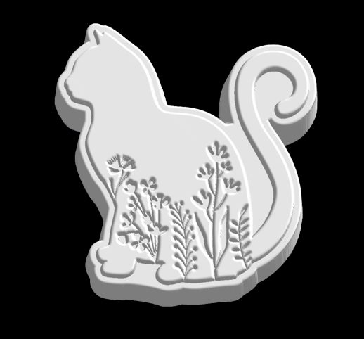 Kitty Cat Kitten Floral Silhouette Mold