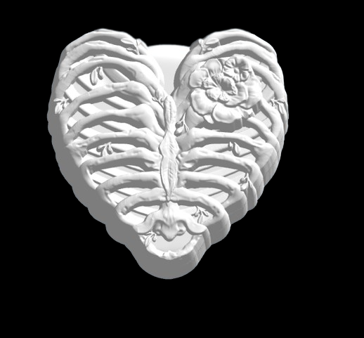 Ribcage heart with flower Mold