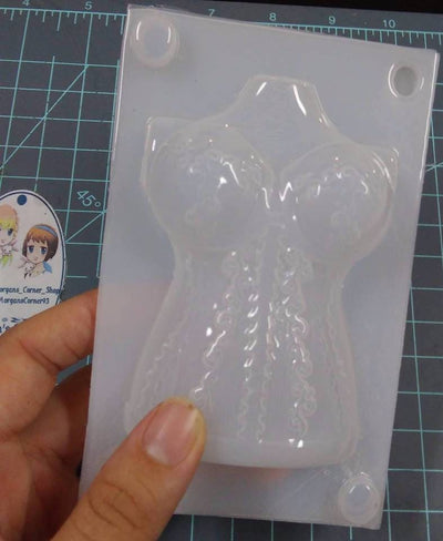 3D Corset Plastic Mold, 2-Part Mold, lady mold, bath bomb mold, soap mold, corset mold, candy mold, chocolate mold, feminine mold, mannequin