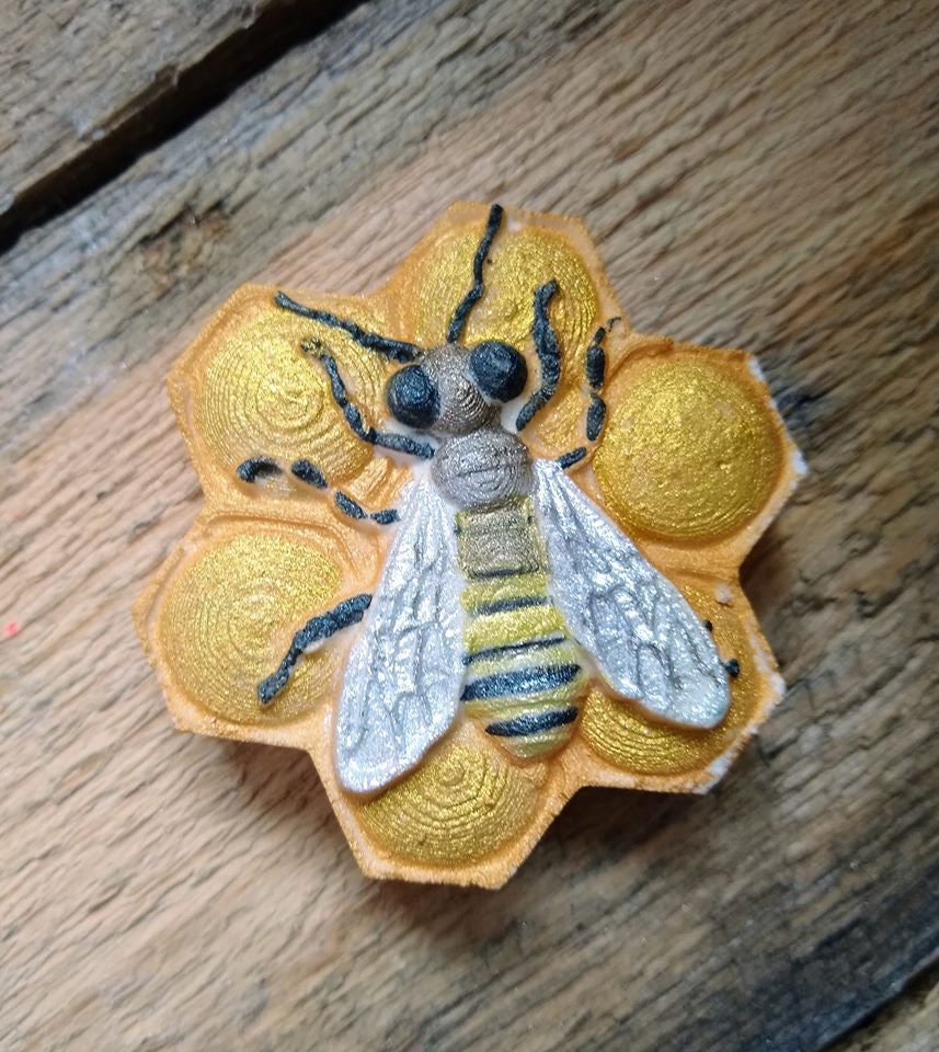 Bee on a Honeycomb Mold