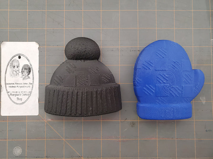 Stocking Checkered Beanie Cap &amp; Mitten Mold