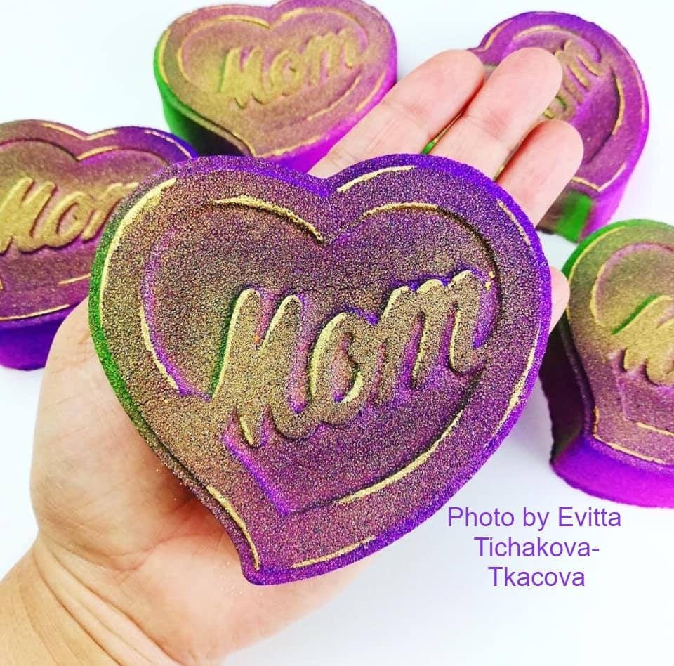 Mom Heart Plastic Mold or Silicone mold, bath bomb mold, soap mold, mom mold, resin mold, heart mold, mothers day mold, mommy mold, mother