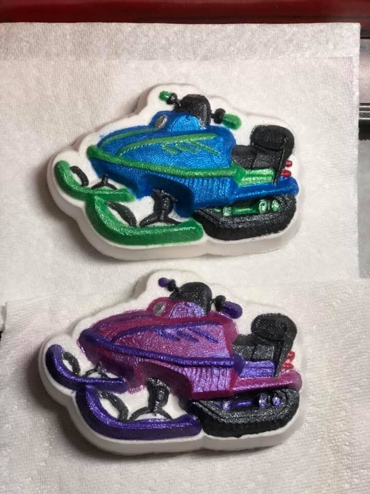 3D Snowmobile Plastic Mold or Silicone mold, bath bomb mold, soap mold, resin mold, Snowmobile mold, chocolate mold, Snow mold, Snow mobile