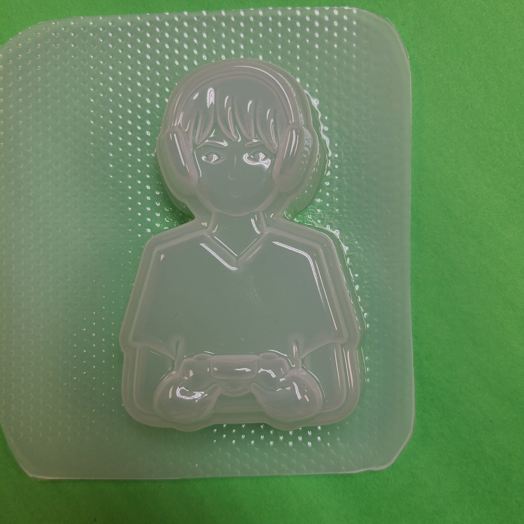 Anime Gamer Boy or Girl Plastic Mold, Resin Mold, Soap Mold, bath bomb mold, gamer girl mold, anime mold, geeky mold, nerd mold, gamer mold