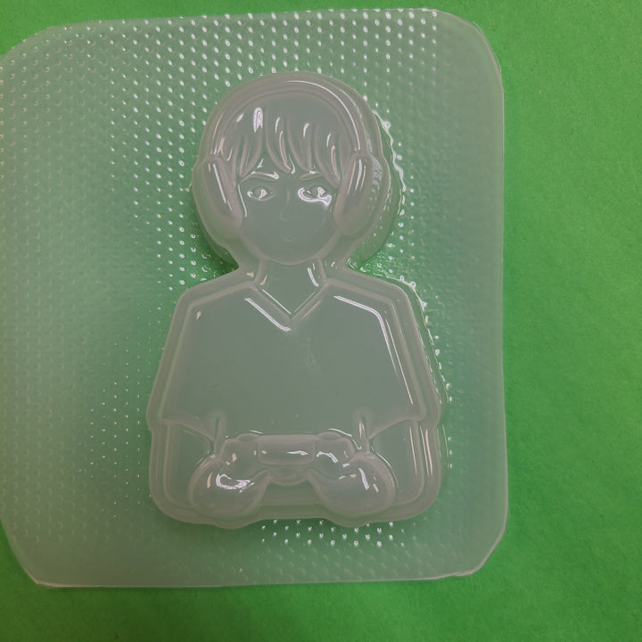Anime Gamer Boy or Girl Plastic Mold, Resin Mold, Soap Mold, bath bomb mold, gamer girl mold, anime mold, geeky mold, nerd mold, gamer mold