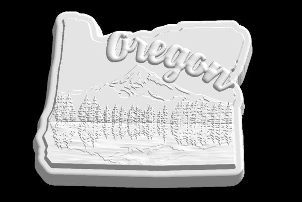 Detailed Oregon State Plastic Mold, bath bomb mold, soap mold, state mold, resin mold, country mold, usa mold, oregon Mold, mountain scene