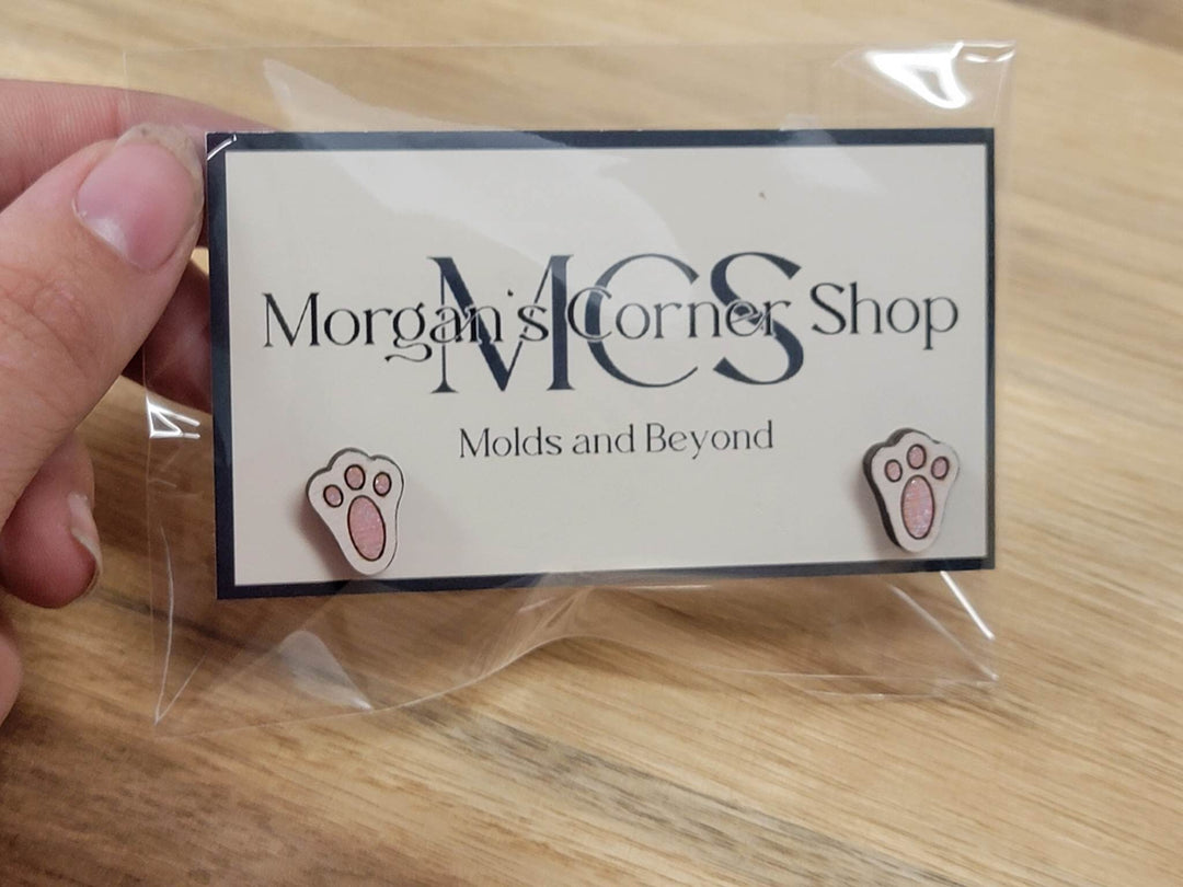 Wood Bunny Feet Stud Earrings - Playful and Eco-Friendly Jewelry