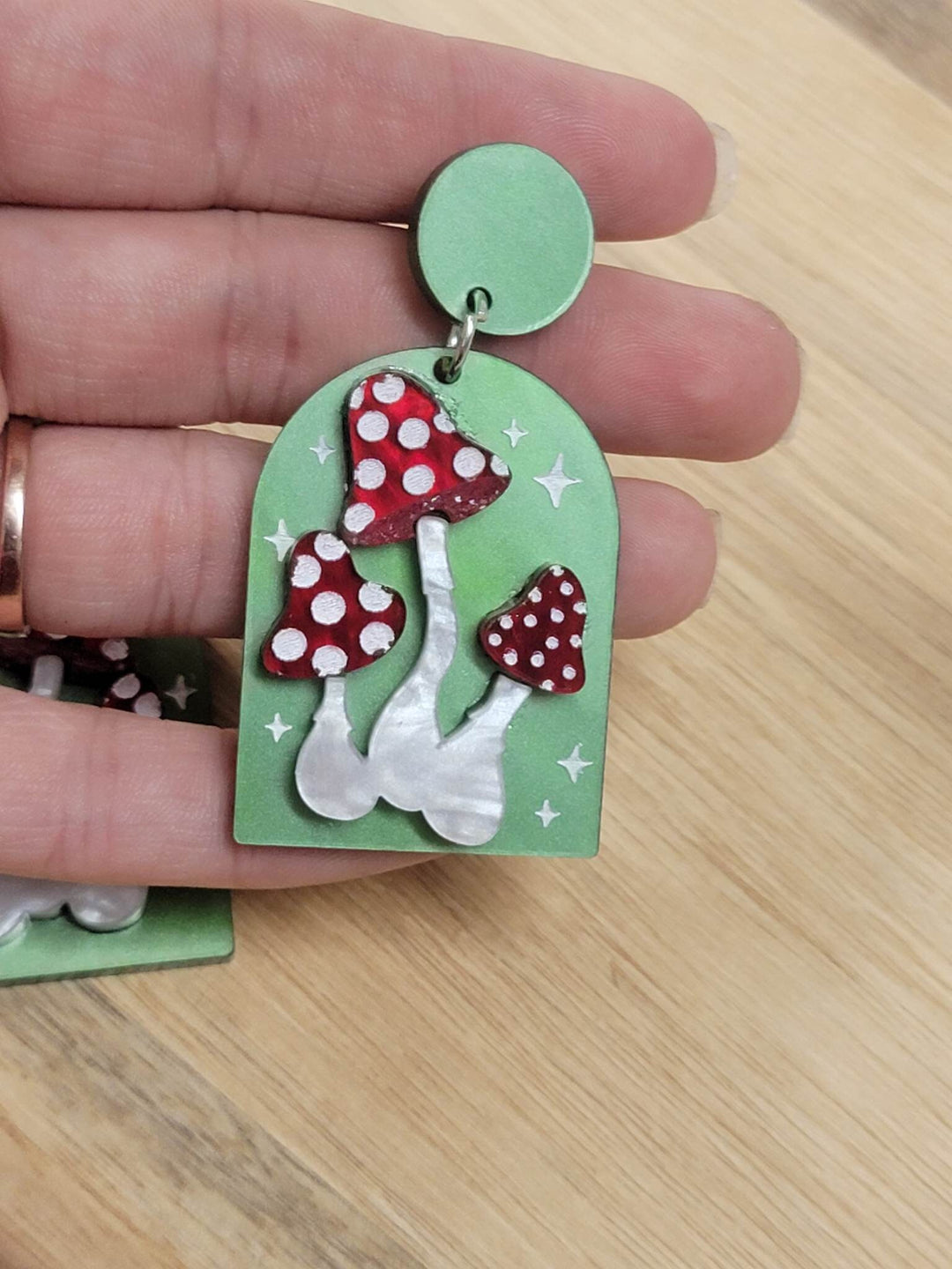Handcrafted Acrylic Mushroom Earrings - Whimsical and Colorful Accessories