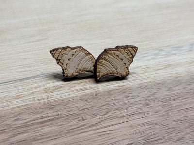 Natural Wood Sea Shell Stud Earrings | Laser Cut Handcrafted Jewelry